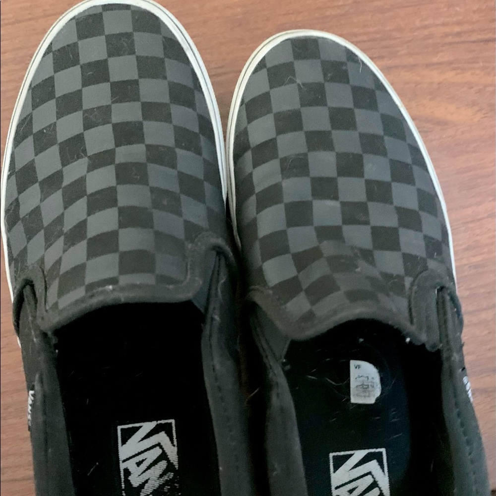 Vans black checked slip on